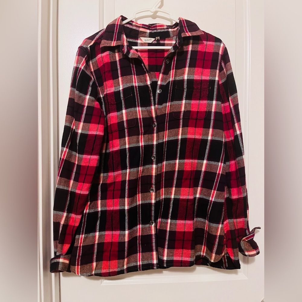 Woolrich Red and Black Plaid Flannel Shacket Shirt